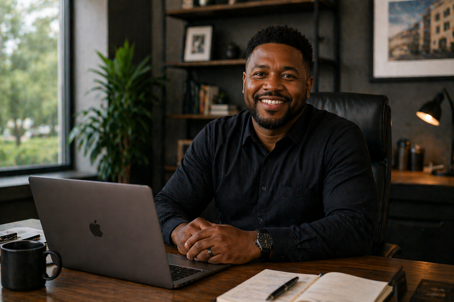 Business owner reviewing operations in a studio